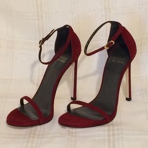 Stuart Weitzman Sz7 Red Nudist Scarlet Suede SHOES